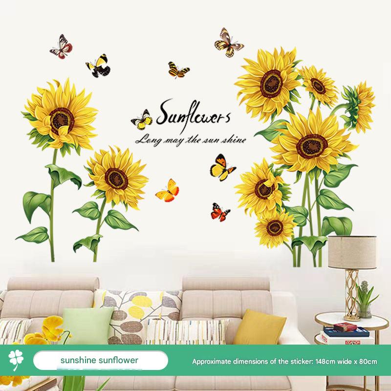 A collage of sunflower wall art stickers