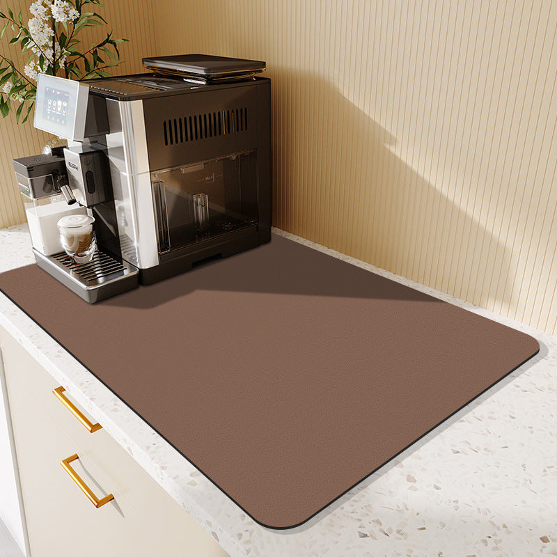 Non-Slip Coffee Machine Drying Mat in use on a kitchen counter