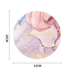 Diatomaceous coasters absorbing moisture