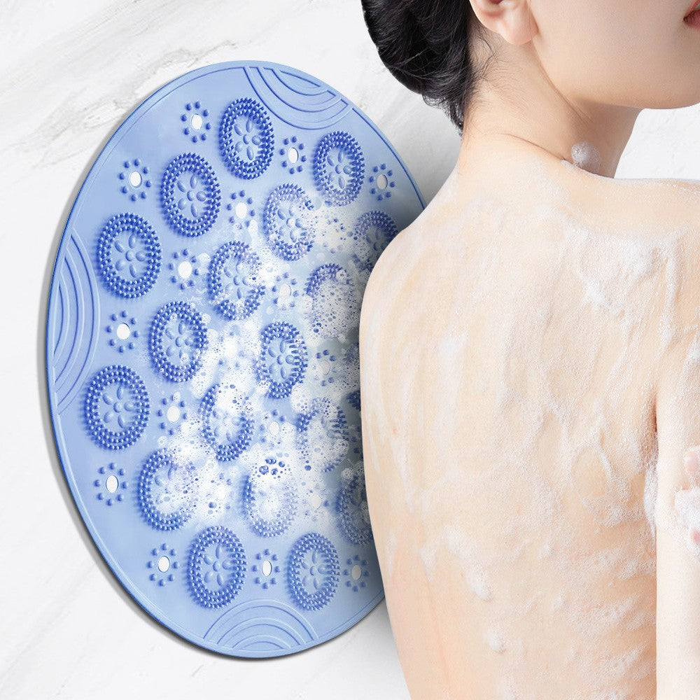 Silicone bath scrubber in use during shower