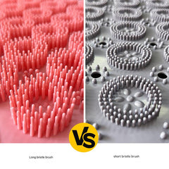 Silicone bath back scrubber with suction cups showing bristles