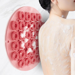 Close-up of silicone bath scrubber with bristles