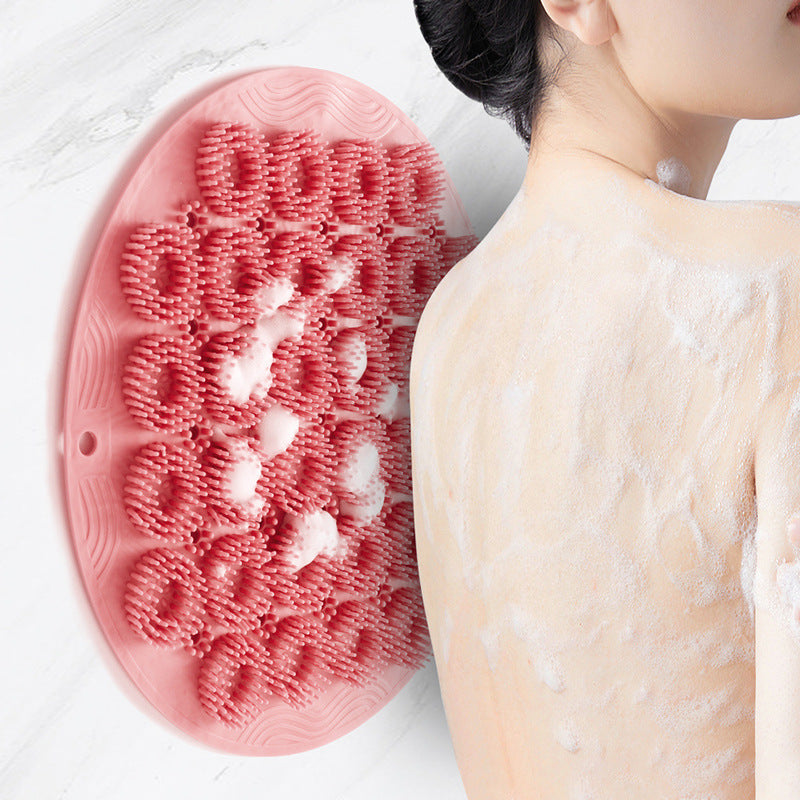 Close-up of silicone bath scrubber with bristles