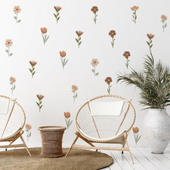 Vintage floral wallpaper in living room setting