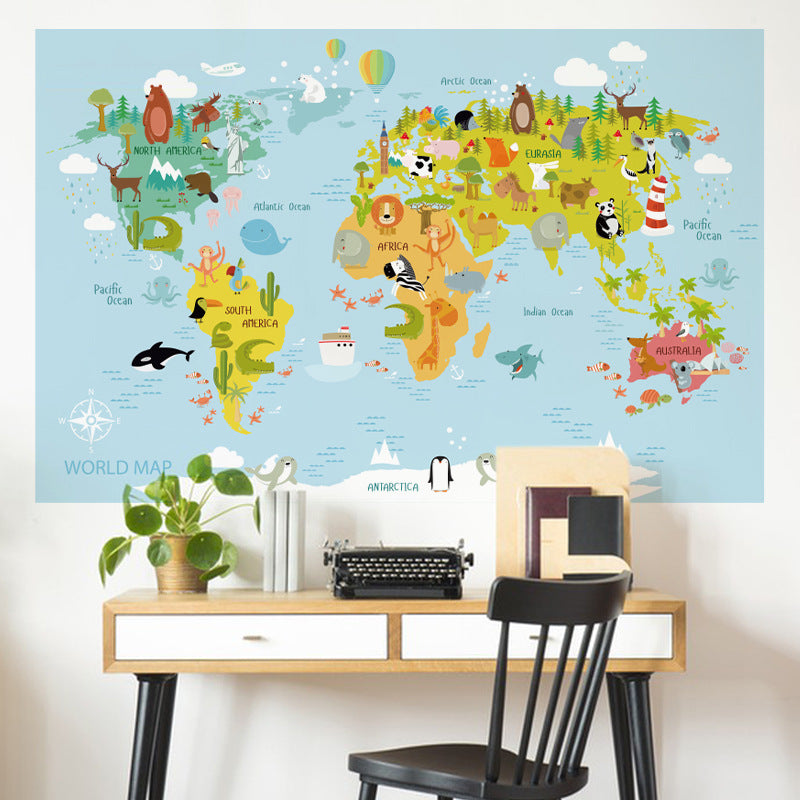vibrant animal wall stickers on bedroom wall