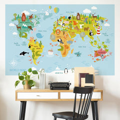 vibrant animal wall stickers on bedroom wall
