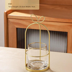 Close-up view of a gold stainless steel fork stand