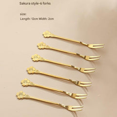 Gorgeous stainless steel fruit fork stand from above