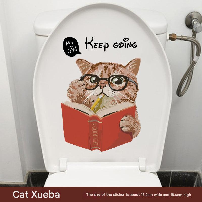 Colourful cat toilet sticker design 10