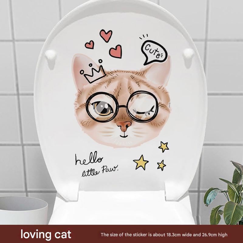 Colourful cat toilet sticker design 1