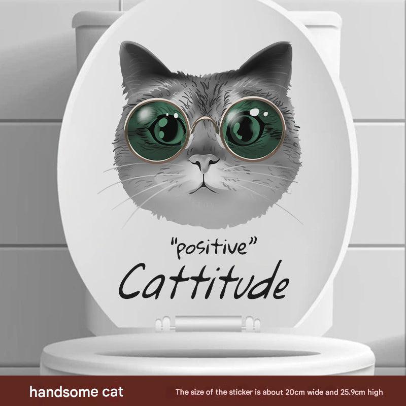 Colourful cat toilet sticker design 2