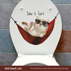 Colourful cat toilet sticker design 3