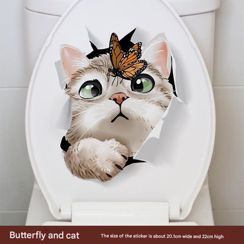 Colourful cat toilet sticker design 4