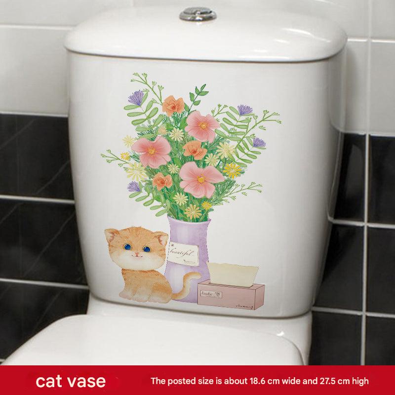 Colourful cat toilet sticker design 5
