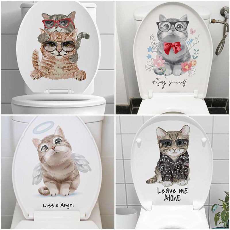 Colourful cat toilet sticker design 2
