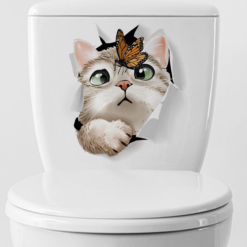 Colourful cat toilet sticker design 3