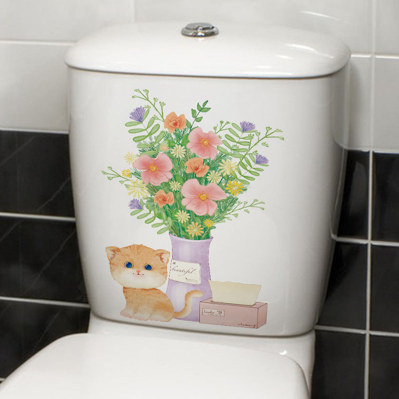 Colourful cat toilet sticker design 4