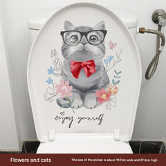 Colourful cat toilet sticker design 7