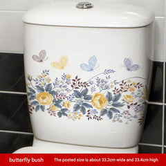 Image of waterproof floral toilet lid sticker design 9