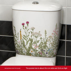 Image of waterproof floral toilet lid sticker design 3