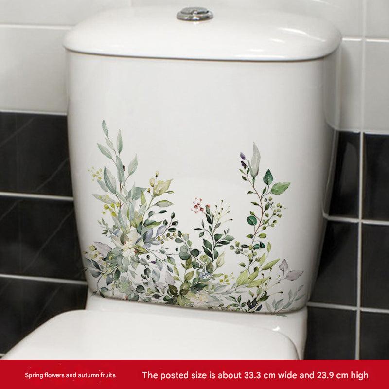 Image of waterproof floral toilet lid sticker design 4