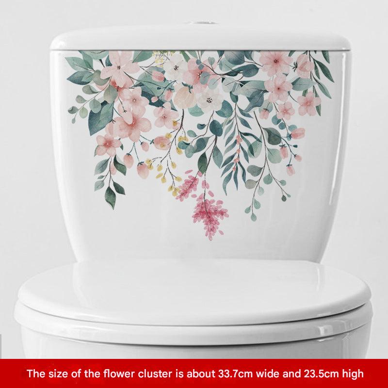 Image of waterproof floral toilet lid sticker design 7