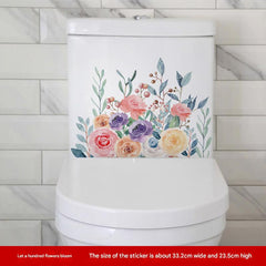 Image of waterproof floral toilet lid sticker design 8
