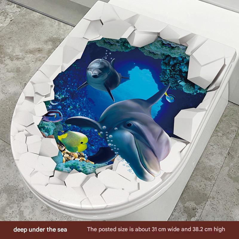 Cute Dolphin Toilet Seat Sticker Image 4