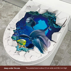 Cute Dolphin Toilet Seat Sticker Image 4