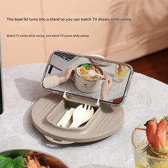 Portable stainless steel bowl on a table
