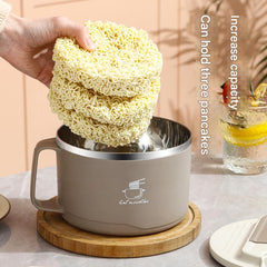 Folding spoon secured with the bowl