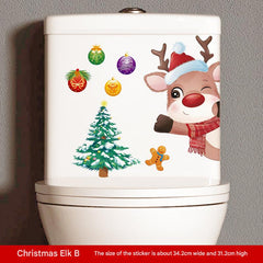 Bright bathroom décor with Santa toilet decal