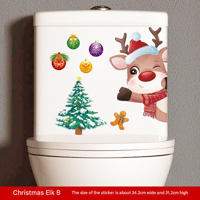 Bright bathroom décor with Santa toilet decal