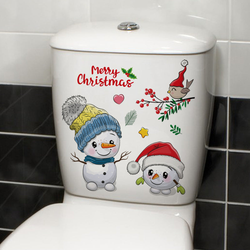 Bright bathroom décor with Santa toilet decal