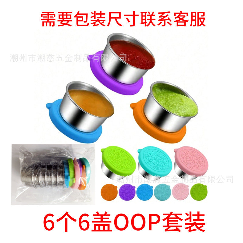 image of portable stainless steel sauce cups with lids