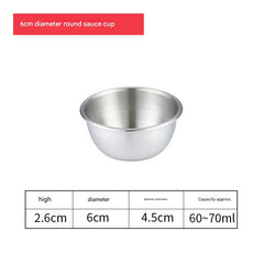 various themed sauces in stainless steel cups