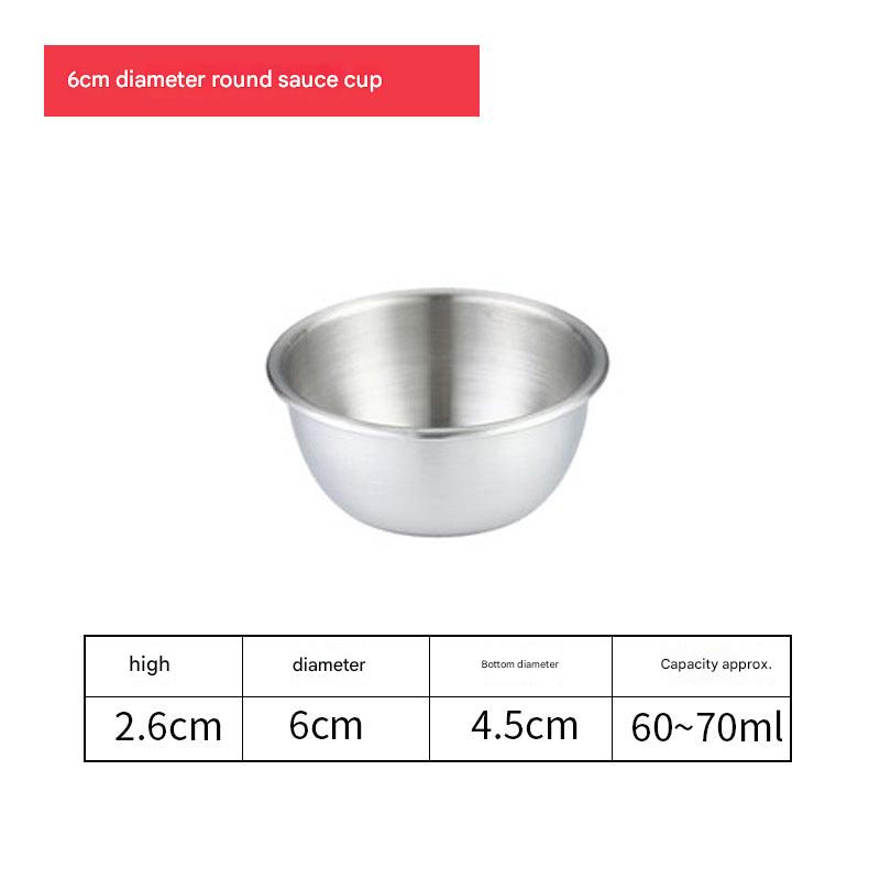 various themed sauces in stainless steel cups