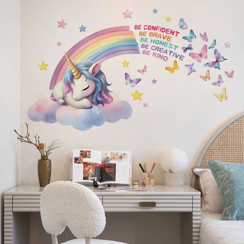 Close-up of vinyl unicorn wall sticker for kids