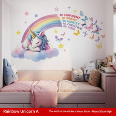 Playful unicorn designs on removable wall art