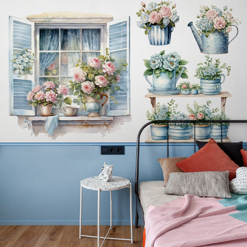 Vinyl wall decal with floral design applied on wall