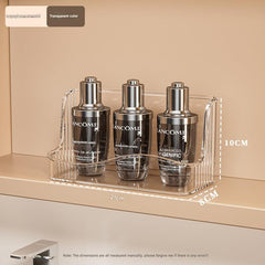 Image of transparent wall-mounted makeup organiser from an angle