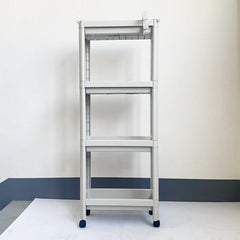 Compact storage rack with adjustable shelves