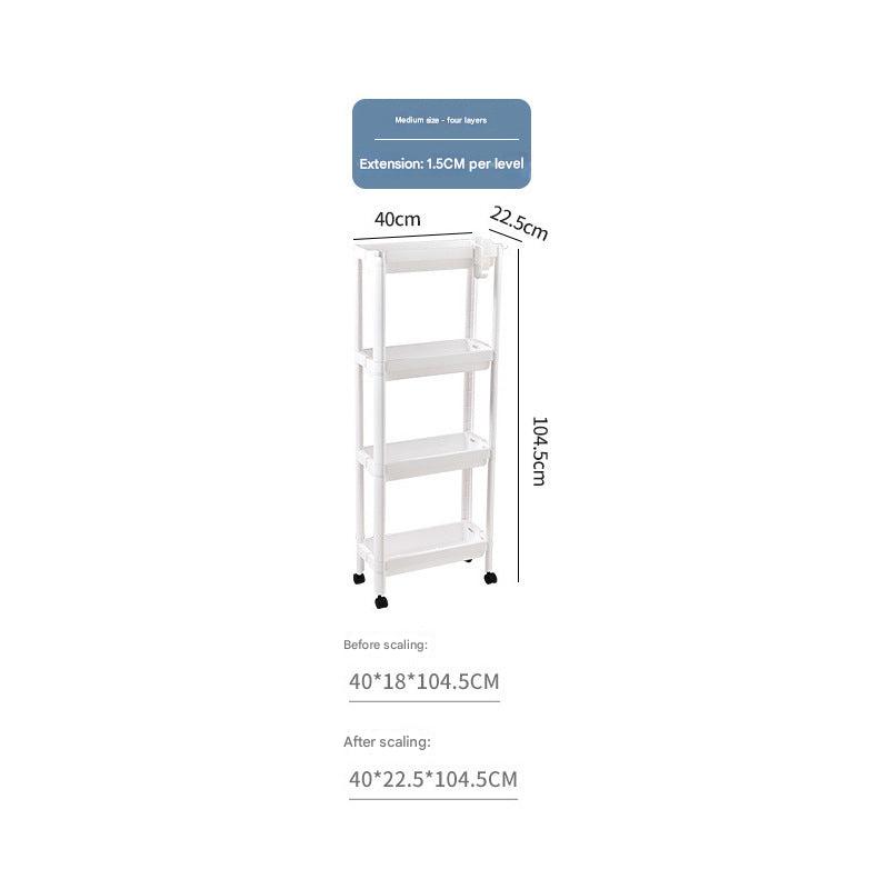 Versatile multi-tier storage rack in kitchen