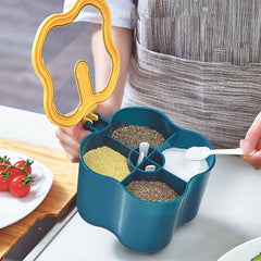 Top view of spice container with measuring spoon