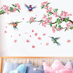Vibrant wall decal featuring hummingbird design