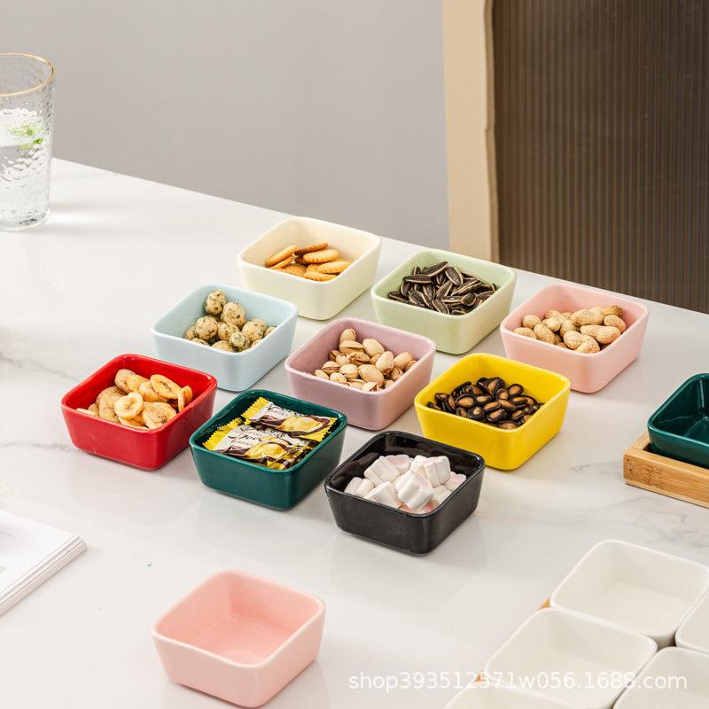Multicolour snack serving dish on a table