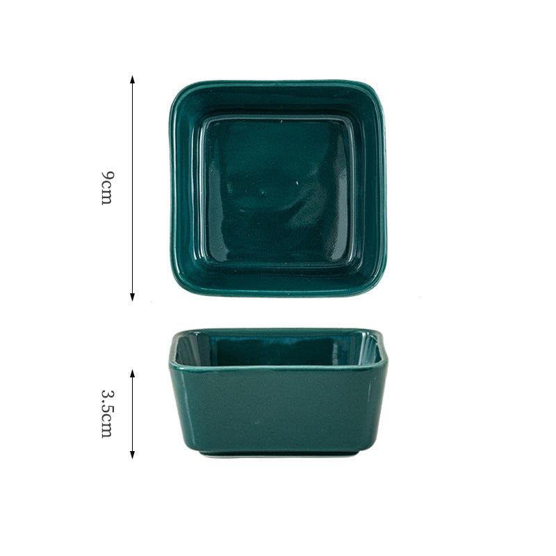 Close-up of ceramic divided snack plate
