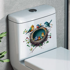 Cartoon bird nest toilet sticker design 2