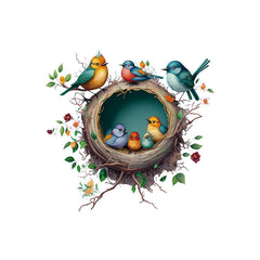 Cartoon bird nest toilet sticker design 5