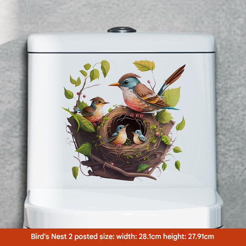 Cartoon bird nest toilet sticker design 7